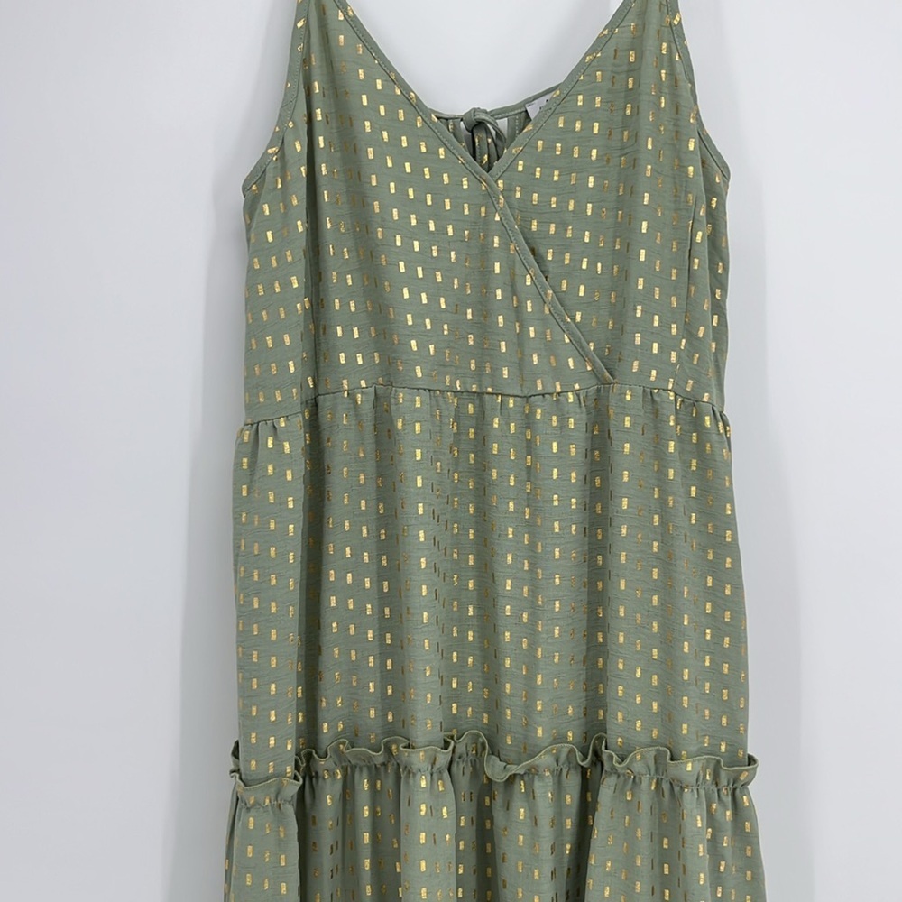 White Birch Green & Gold Tiered Maxi Dress | NWT Boutique | Size XL - Picture 6 of 10